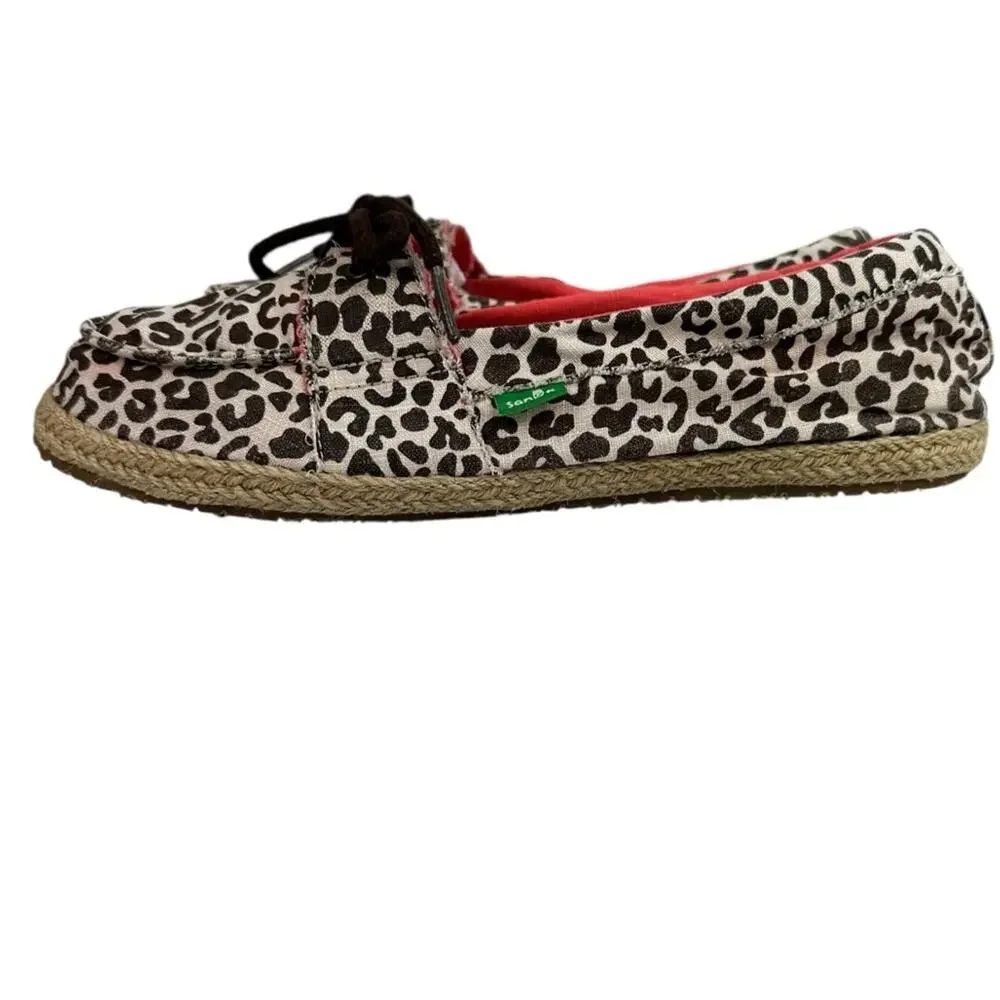 Sanuk Kariba Cheeta Print Slip On Shoes Size 9